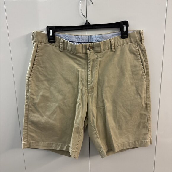 Peter Millar Shorts Mens 34 Khaki Tan Cotton Classic Summer Casual Golf Chino - Picture 1 of 10